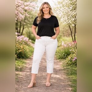 Soft Surroundings NWT Spring White Denim Straight Leg Cropped Plus Size 2X
